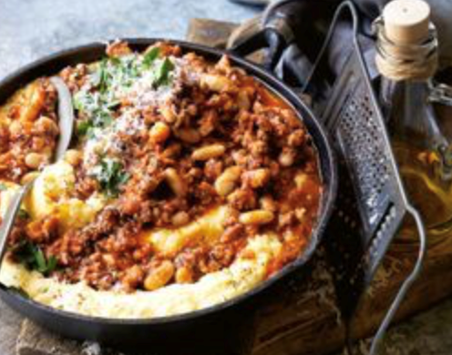 Sausage and pancetta ragu with white beans