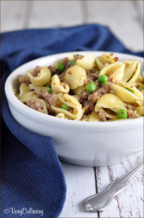 Sausage and pea pasta