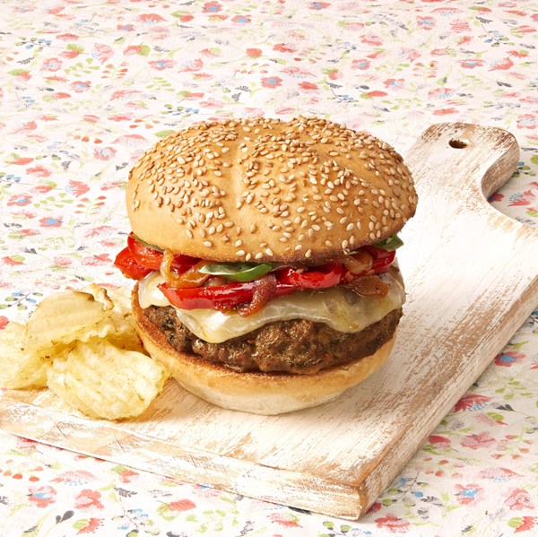 Sausage and peppers burgers