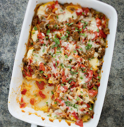 Sausage and red pepper polenta lasagna