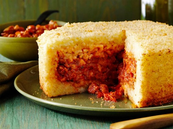 Sausage-and-rice timbale