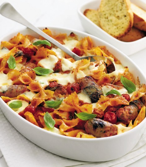 Sausage and roast vegetable pasta bake