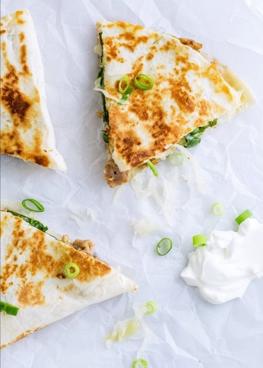 Sausage and sauerkraut quesadillas