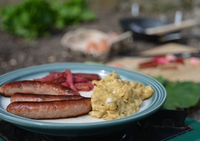Sausage And Scrambled Eggs With Rhubarb Recipe Eat Your Books