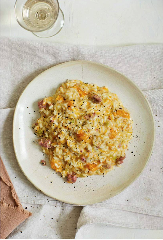 Sausage and squash risotto