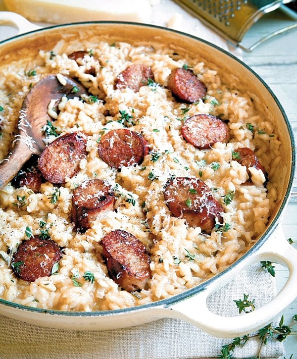 Sausage and white wine risotto