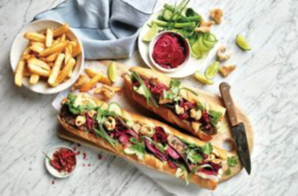 Sausage banh mi baguette