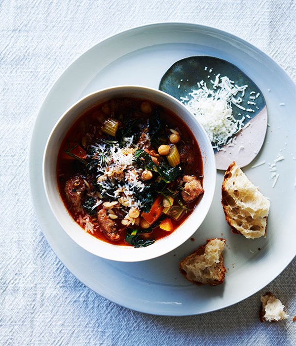 Sausage, cavolo nero and chickpea minestrone