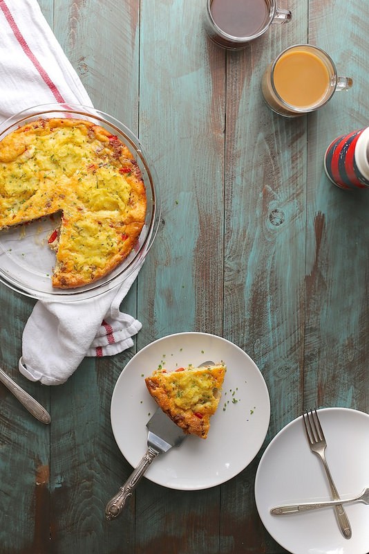 Sausage, cheddar and grits frittata 