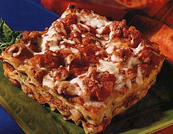 Sausage, cheese and basil lasagna