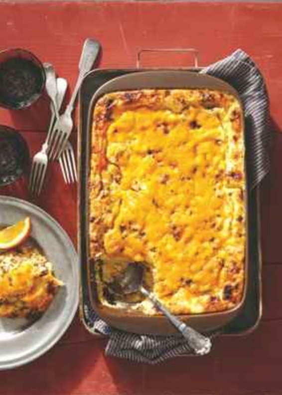 Sausage, egg, and grits soufflé