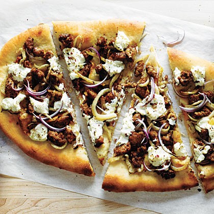 Sausage, fennel, and ricotta pizza