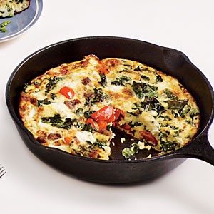 Sausage, feta, and kale frittata