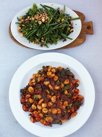 Sausage gnocchi, warm kale & bean salad