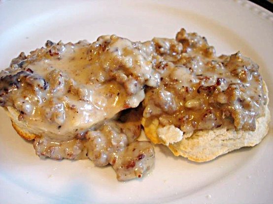 Sausage gravy and biscuits
