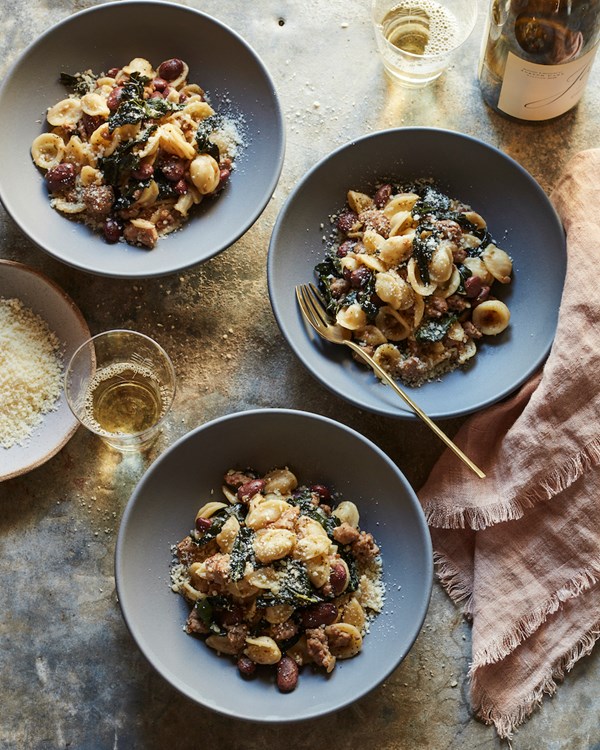 Sausage kale and bean pasta