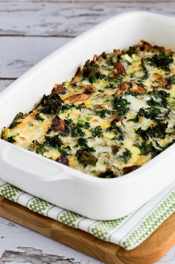 Sausage, kale, and mozzarella egg bake