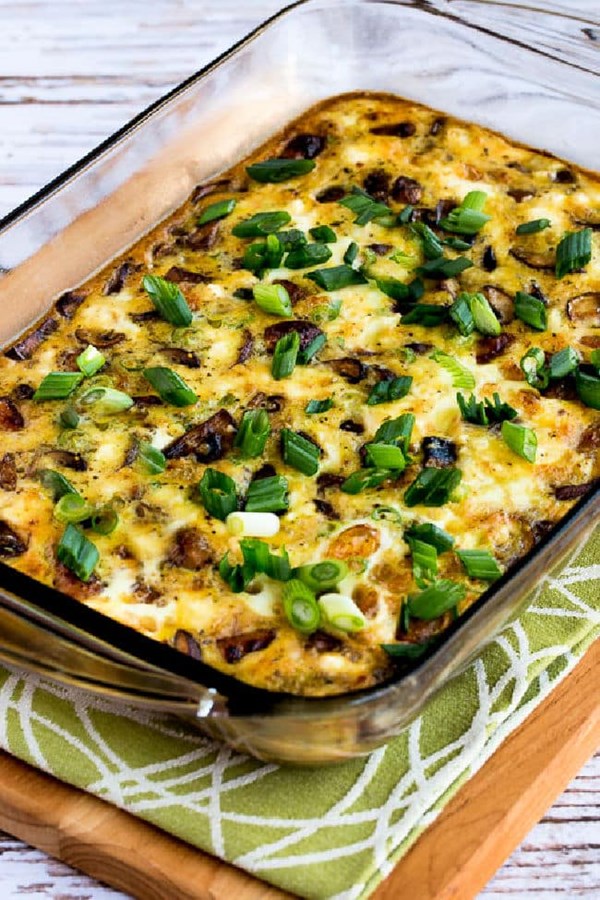 Sausage, mushrooms, and feta baked with eggs
