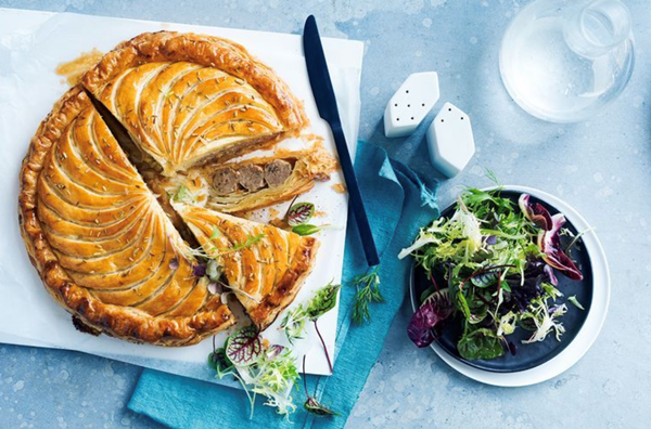 Sausage, parsnip and fennel pithivier