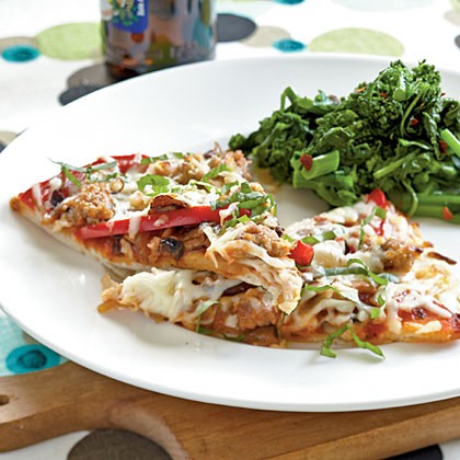 Sausage, pepper, and mushroom pizza