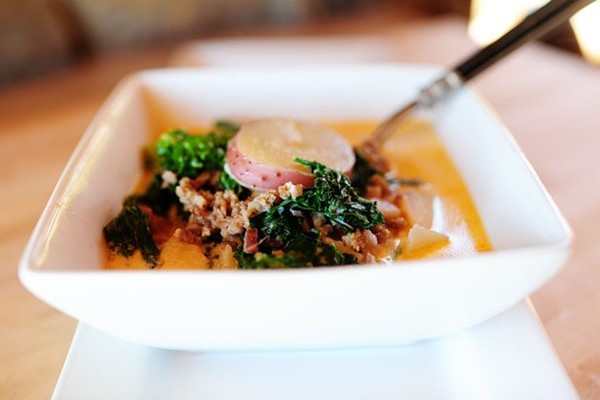 Sausage, potato, and kale soup