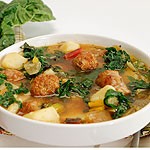 Sausage, potato and Swiss chard soup