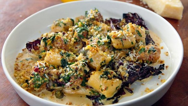 Sausage, radicchio and lemon gnocchi