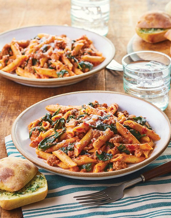 Sausage ragu with spinach
