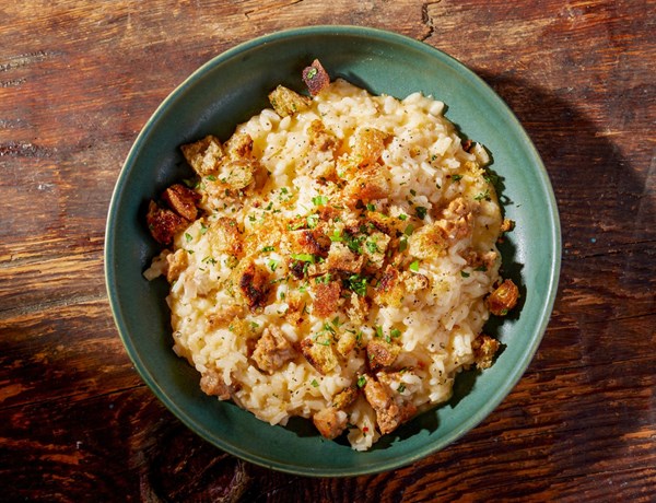 Sausage risotto with herbed breadcrumbs