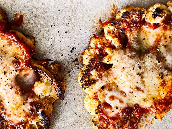 Sausage-spiced cauliflower steaks