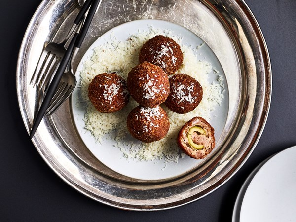 Sausage-stuffed fried olives