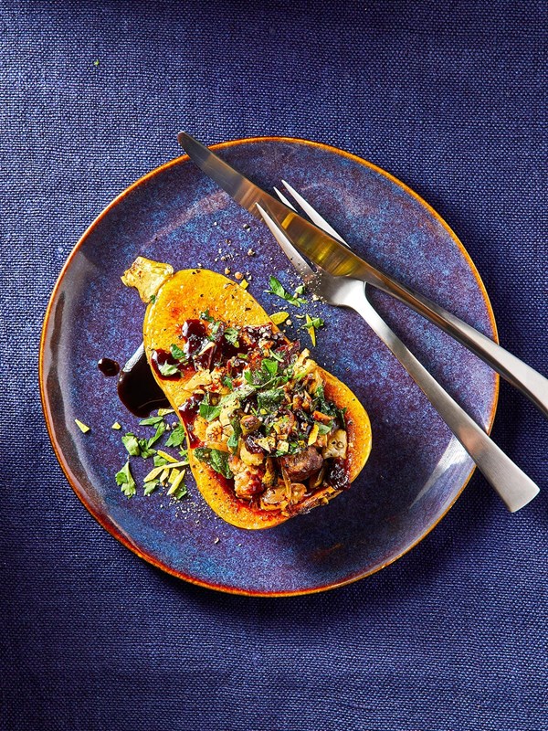 Sausage-stuffed honeynut squash
