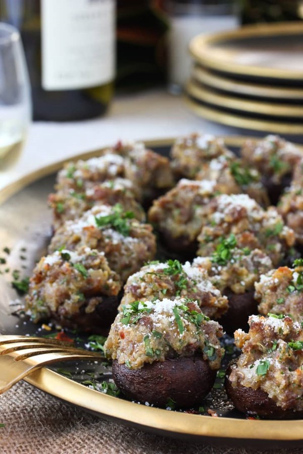 Sausage stuffed mushrooms