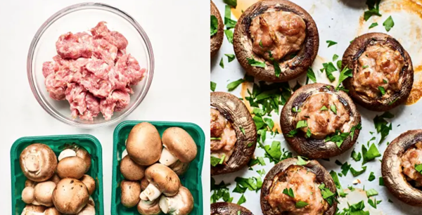 Sausage-stuffed mushrooms 