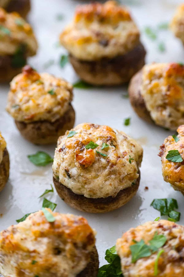 Sausage-stuffed mushrooms