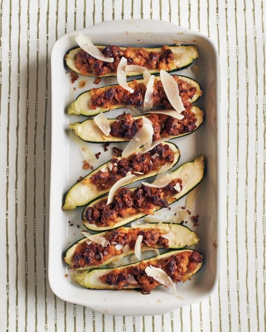 Sausage-stuffed zucchini