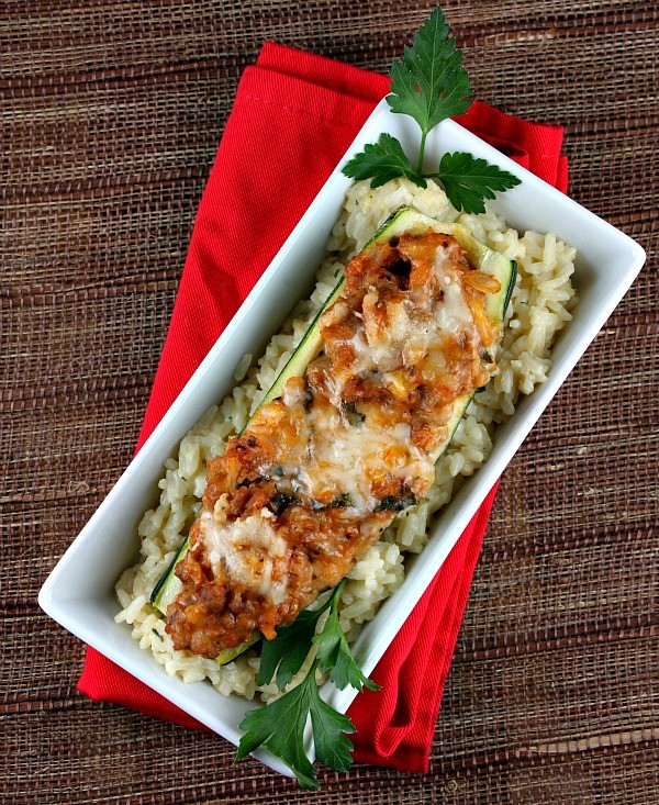 Sausage-stuffed zucchini boats