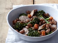 Sausage with broccolini & cranberry beans