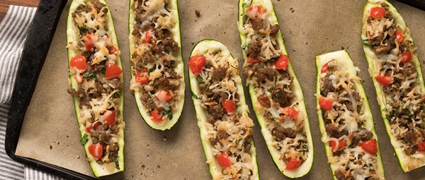 Sausage zucchini boats