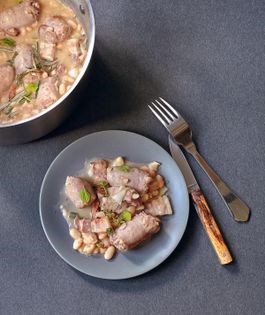 Sausages with beans and Cognac