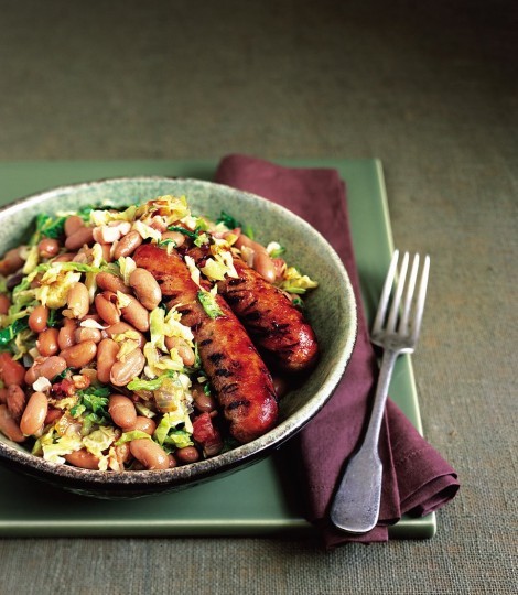 Sausages with borlotti beans