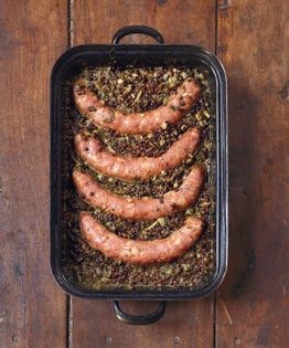 Sausages with lentils and cumin