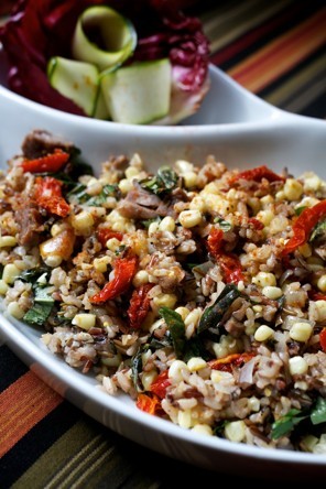 Saute of corn, rice, basil and...