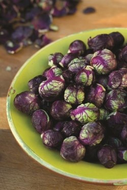 Sauté of red Brussels sprouts with almonds