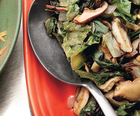Sauté of winter greens and shiitake mushrooms