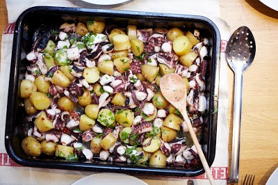 Sauted octopus with chilli and new potatoes