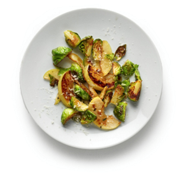 Sautéed apples with Brussels sprouts and sage