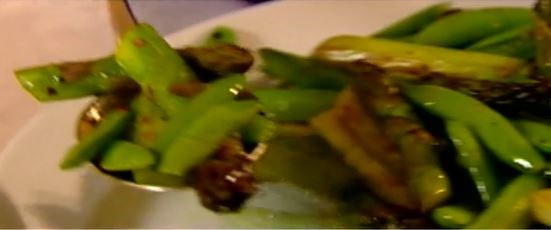 Sautéed asparagus and snap peas