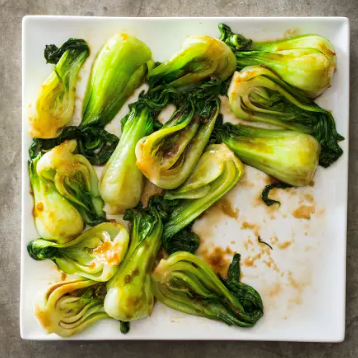 Sautéed baby bok choy with oyster sauce and ginger