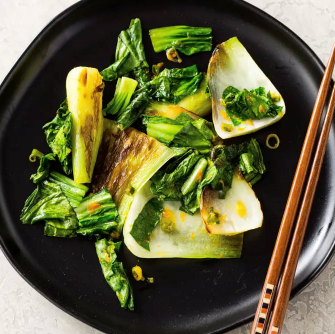 Sautéed baby bok choy with honey and orange